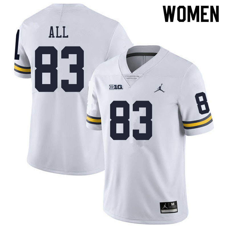 Women #83 Erick All Michigan Wolverines College Football Jerseys Sale-White